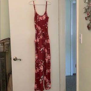 Flower Printed Romper Pants Suit